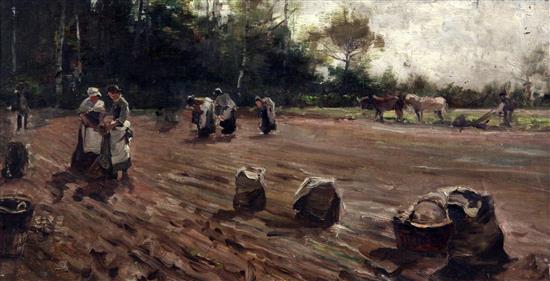 English School c.1900 Harvesters and other landscapes, largest 12 x 16in.